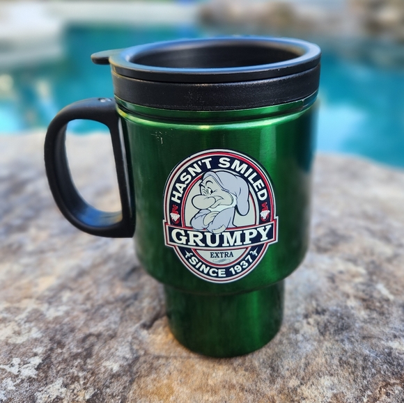 Vintage Style Disney Coffee Travel Mug featuring Grumpy - Picture 2 of 5